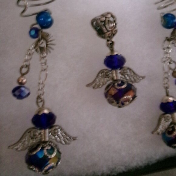 Vintage Hand Crafted Angel Ear Cuffs and Matching Pendant - Picture 4 of 5